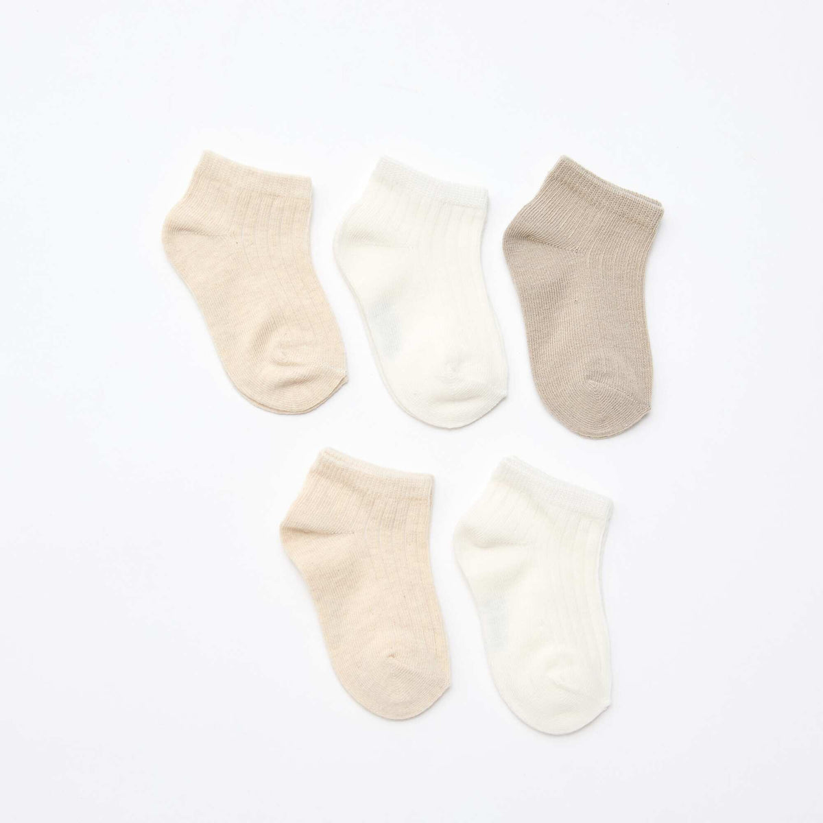 Lot de 5 paires de chaussettes en maille côtelée BEIGE