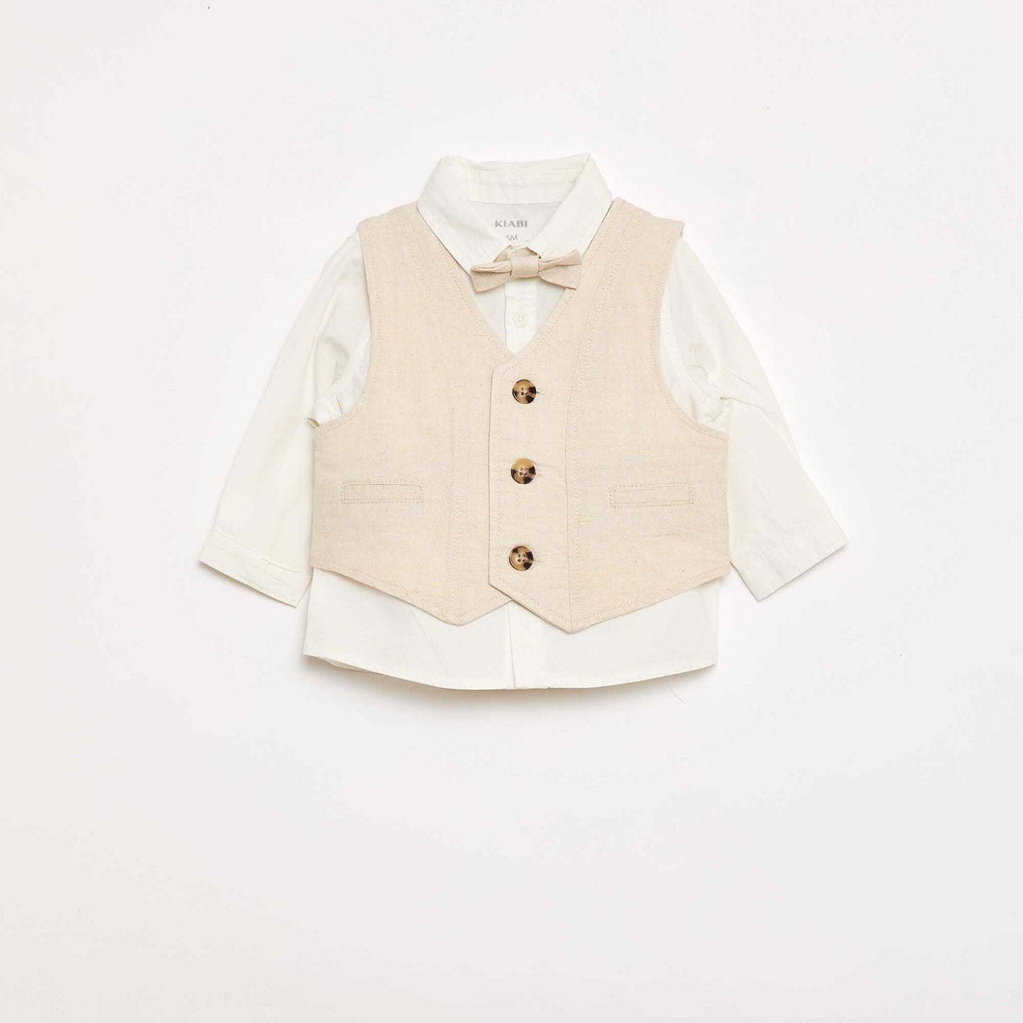 Ensemble de cérémonie 4 pièces en coton et lin BEIGE