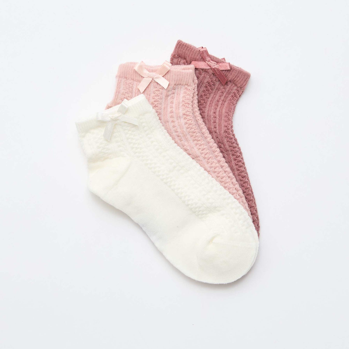 Lot de 3 socquettes à volants ROSE
