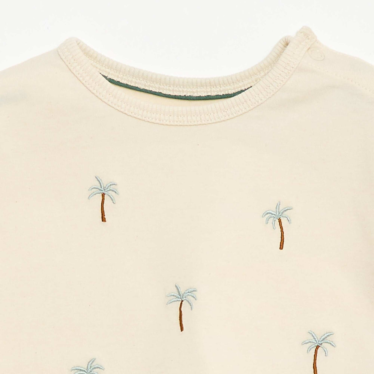 T-shirt imprimé tropique' manches courtes en coton BLANC