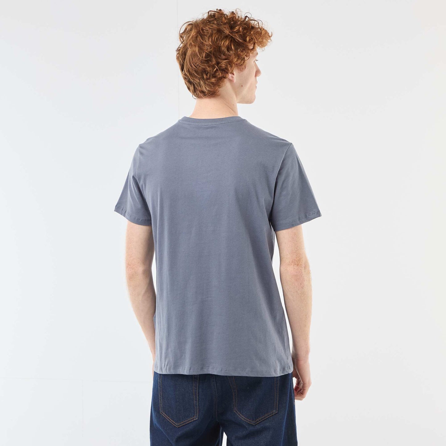 T-shirt imprimé placé en coton uni GRIS