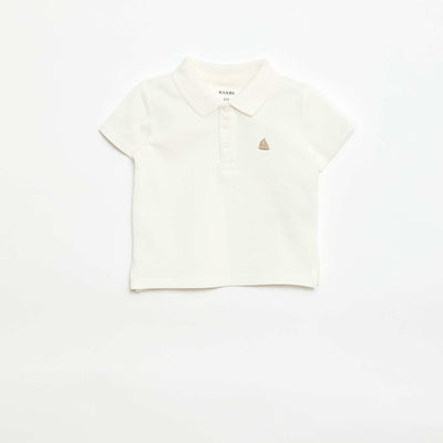 Polo en coton piqué à manches courtes BLANC
