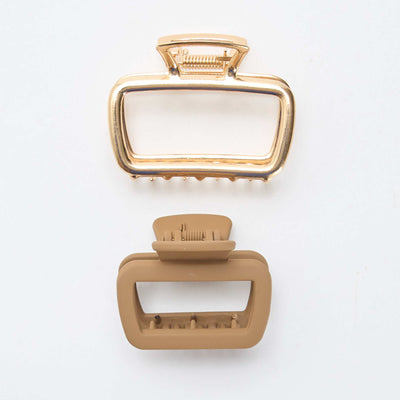 Lot de 2 petites pinces crabe BEIGE