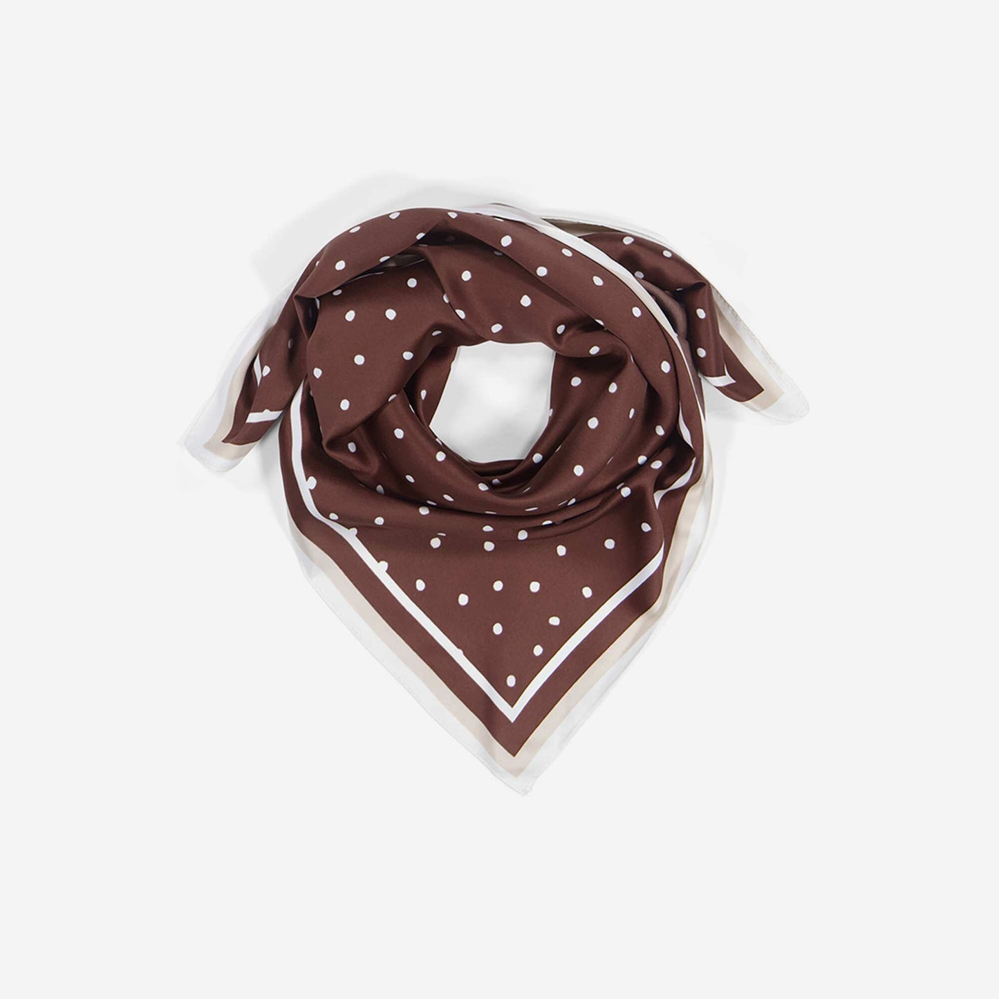 Foulard en satin fantaisie (65x65 cm) MARRON