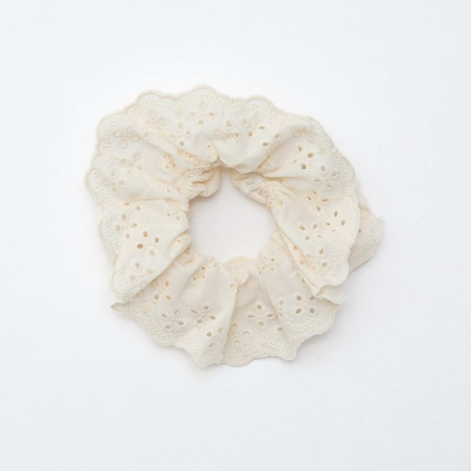Chouchou en broderies anglaises BLANC