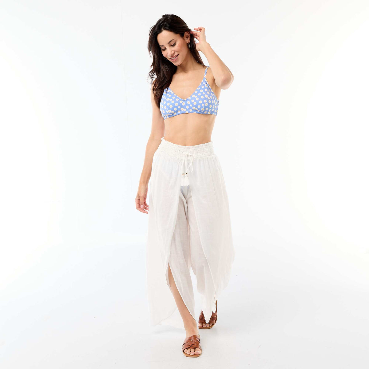 Soutien-gorge de bain motifs marguerite BLEU