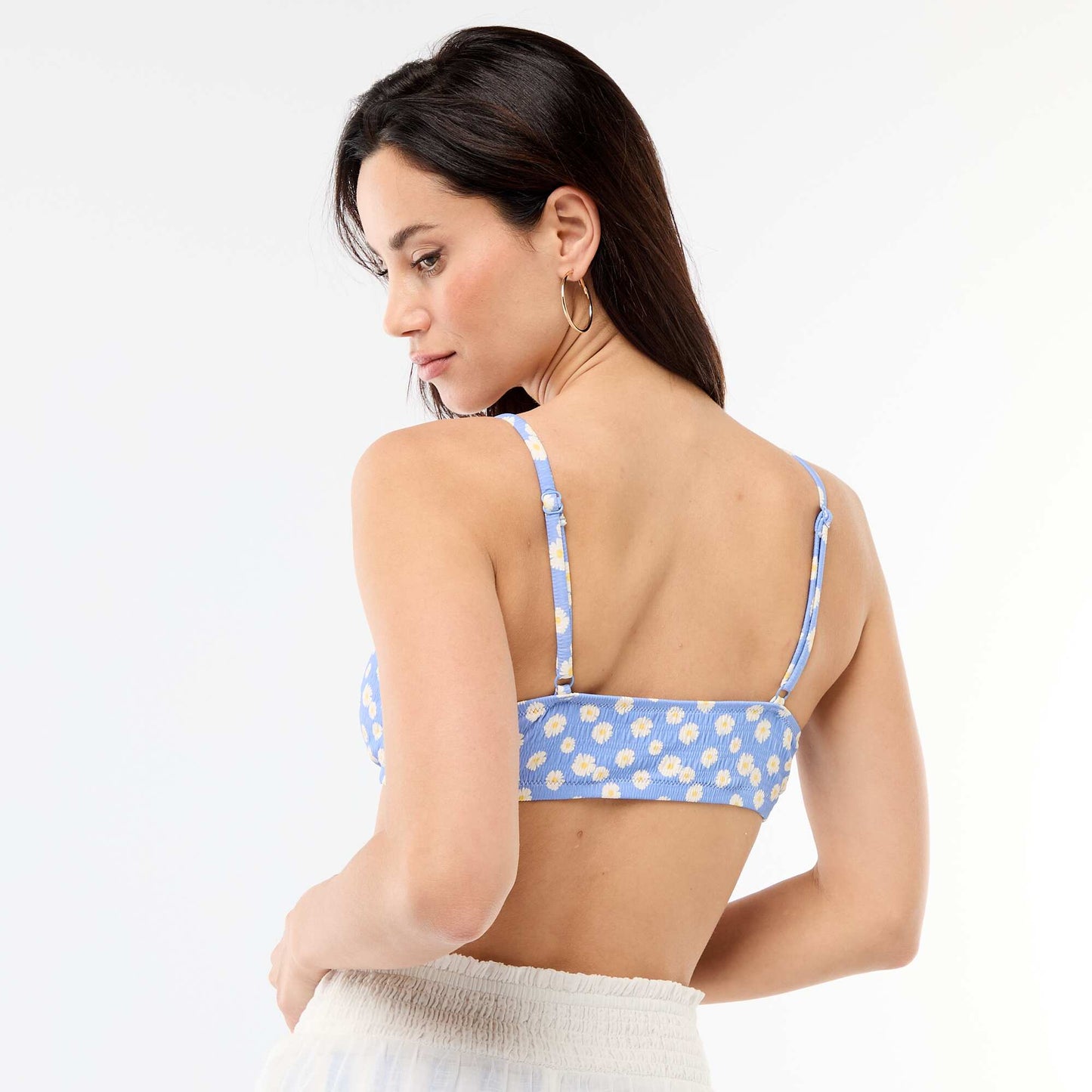 Soutien-gorge de bain motifs marguerite BLEU