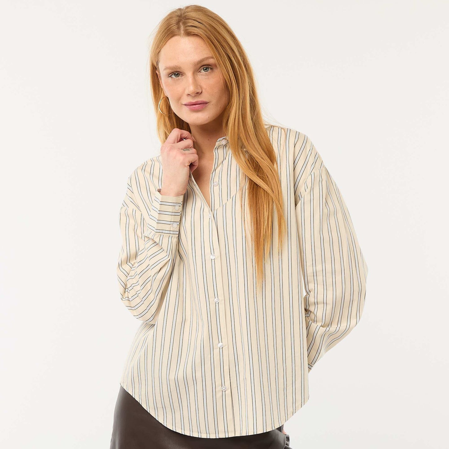 Chemise en popeline à manches longues BLANC