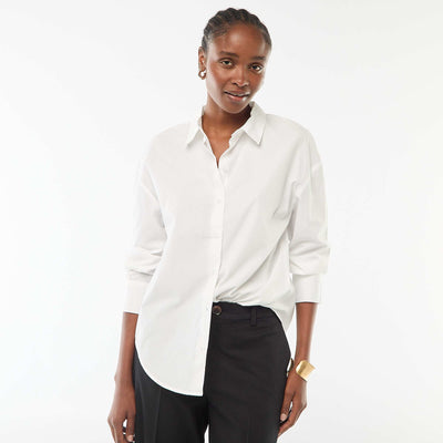Chemise en popeline à manches longues BLANC