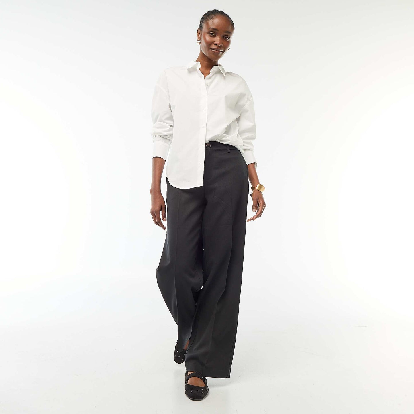 Chemise en popeline à manches longues BLANC