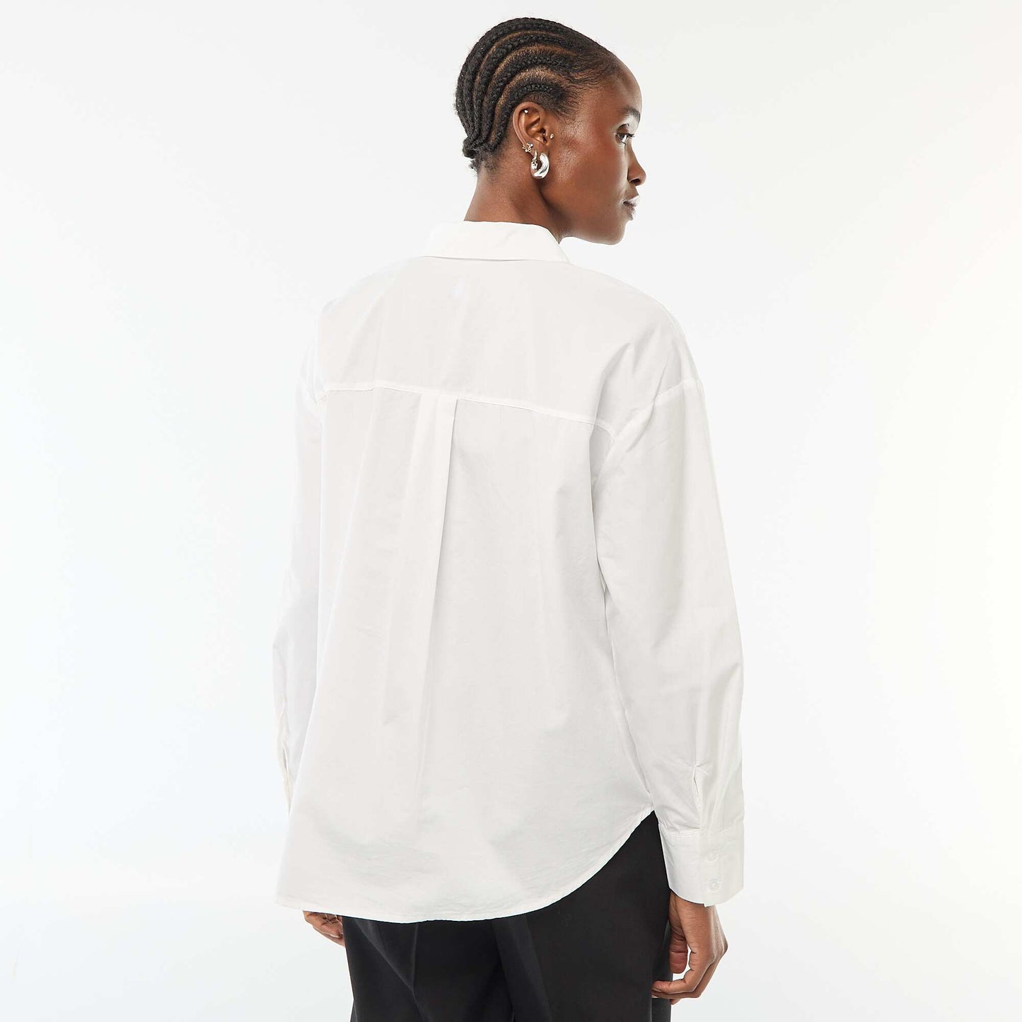 Chemise en popeline à manches longues BLANC