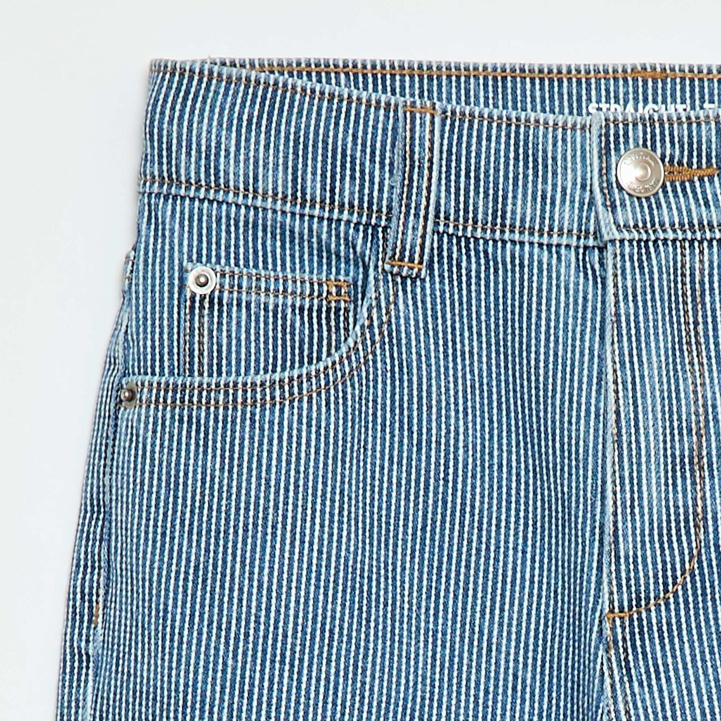 Pantalon droit en denim avec motif BLEU
