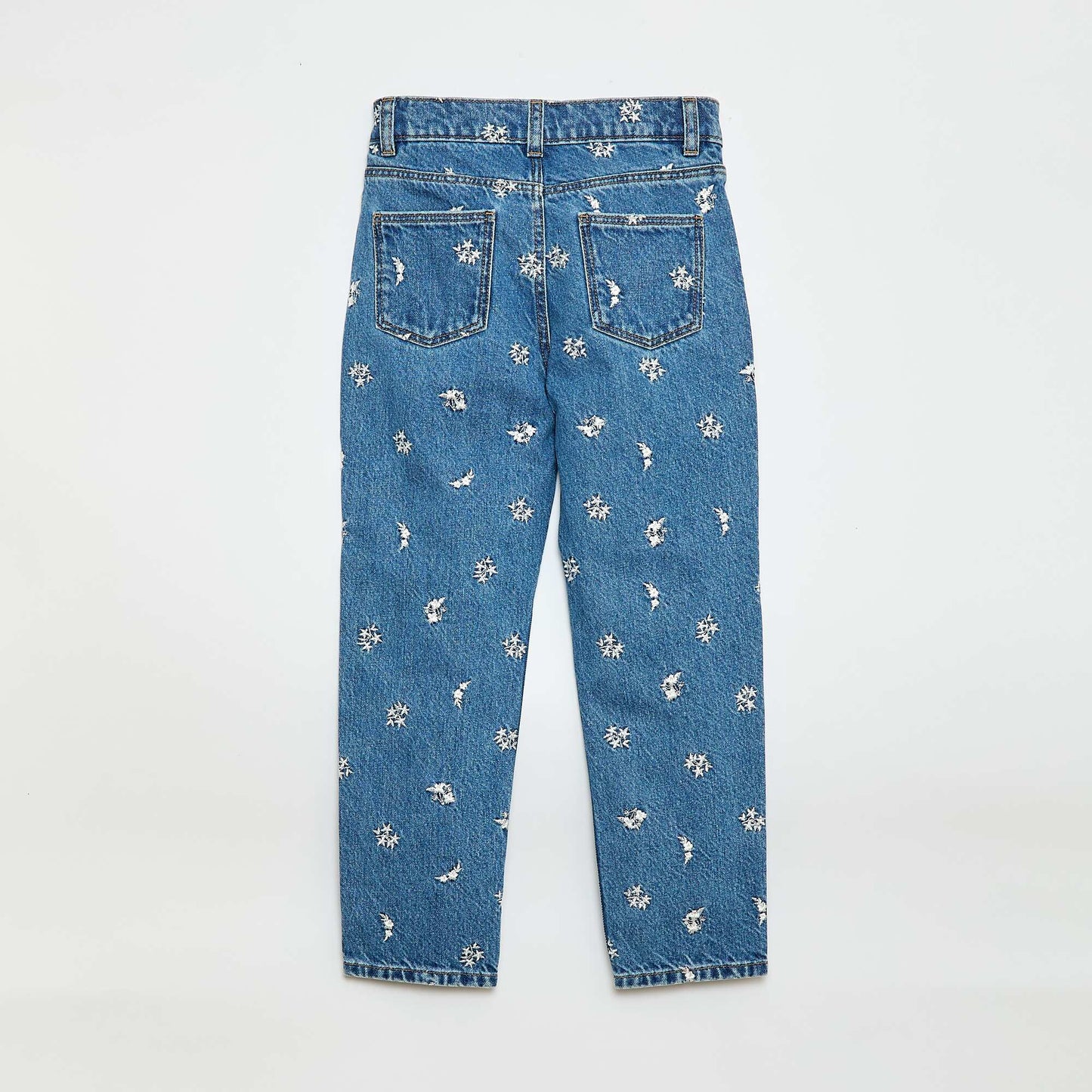 Pantalon droit en denim avec motif BLEU