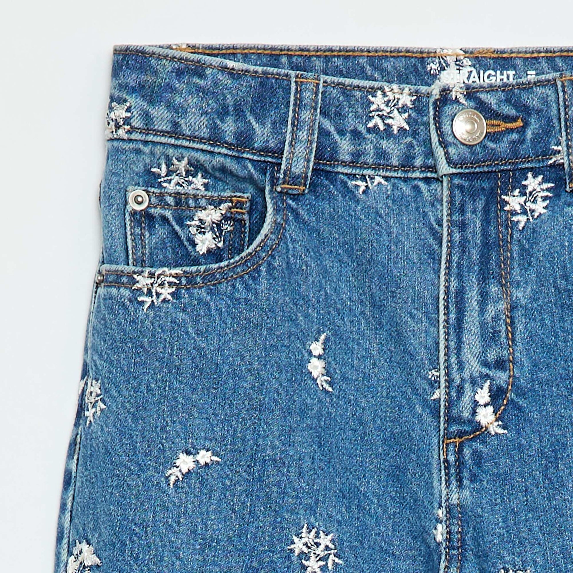 Pantalon droit en denim avec motif BLEU
