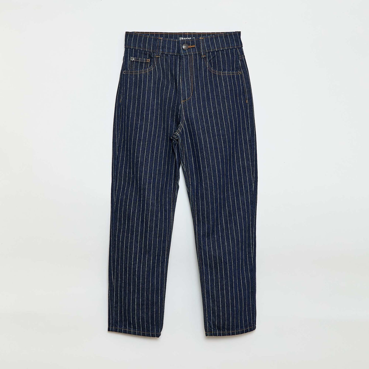 Pantalon droit en denim avec motif BLEU