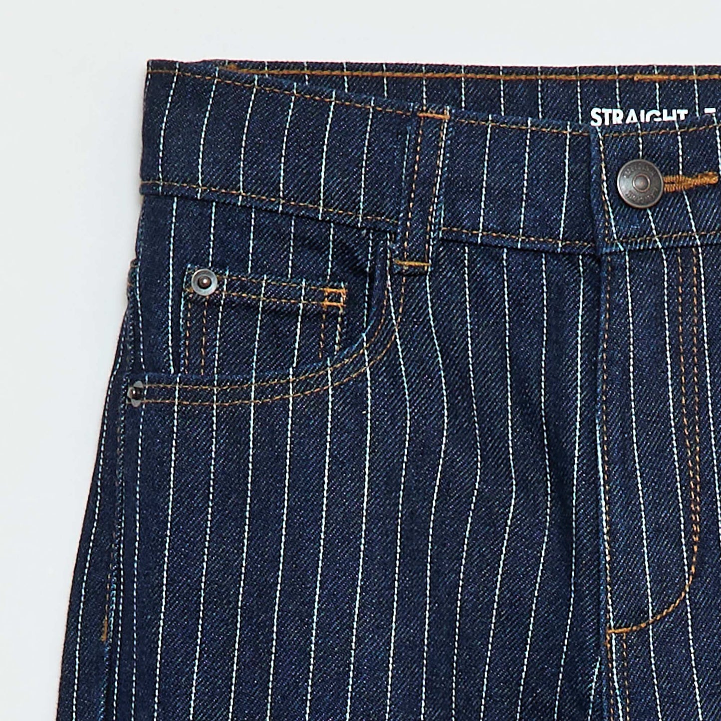 Pantalon droit en denim avec motif BLEU