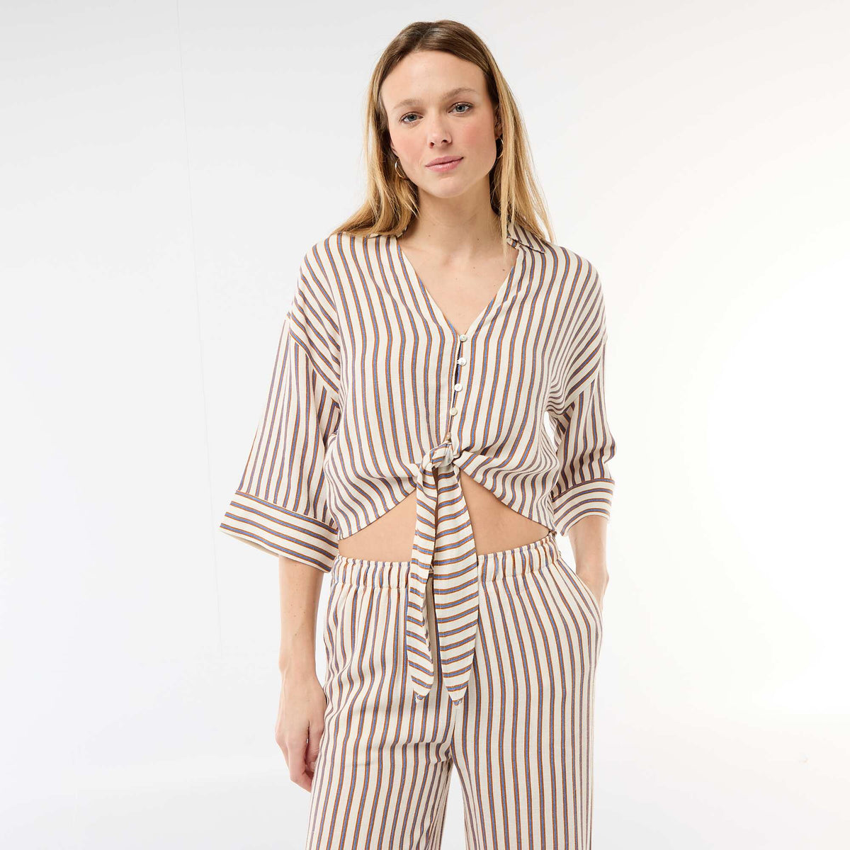 Chemise courte oversize nouée BEIGE