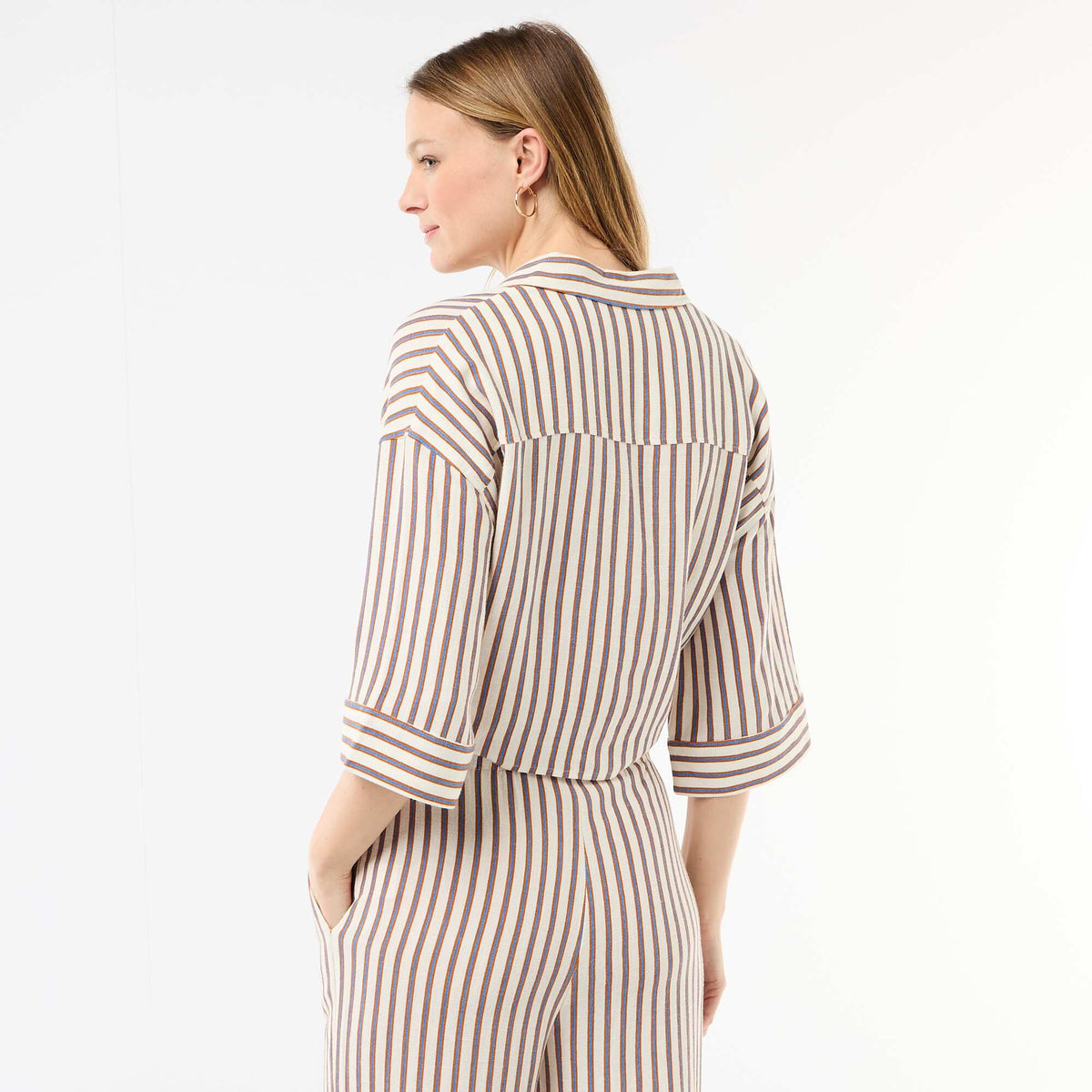 Chemise courte oversize nouée BEIGE