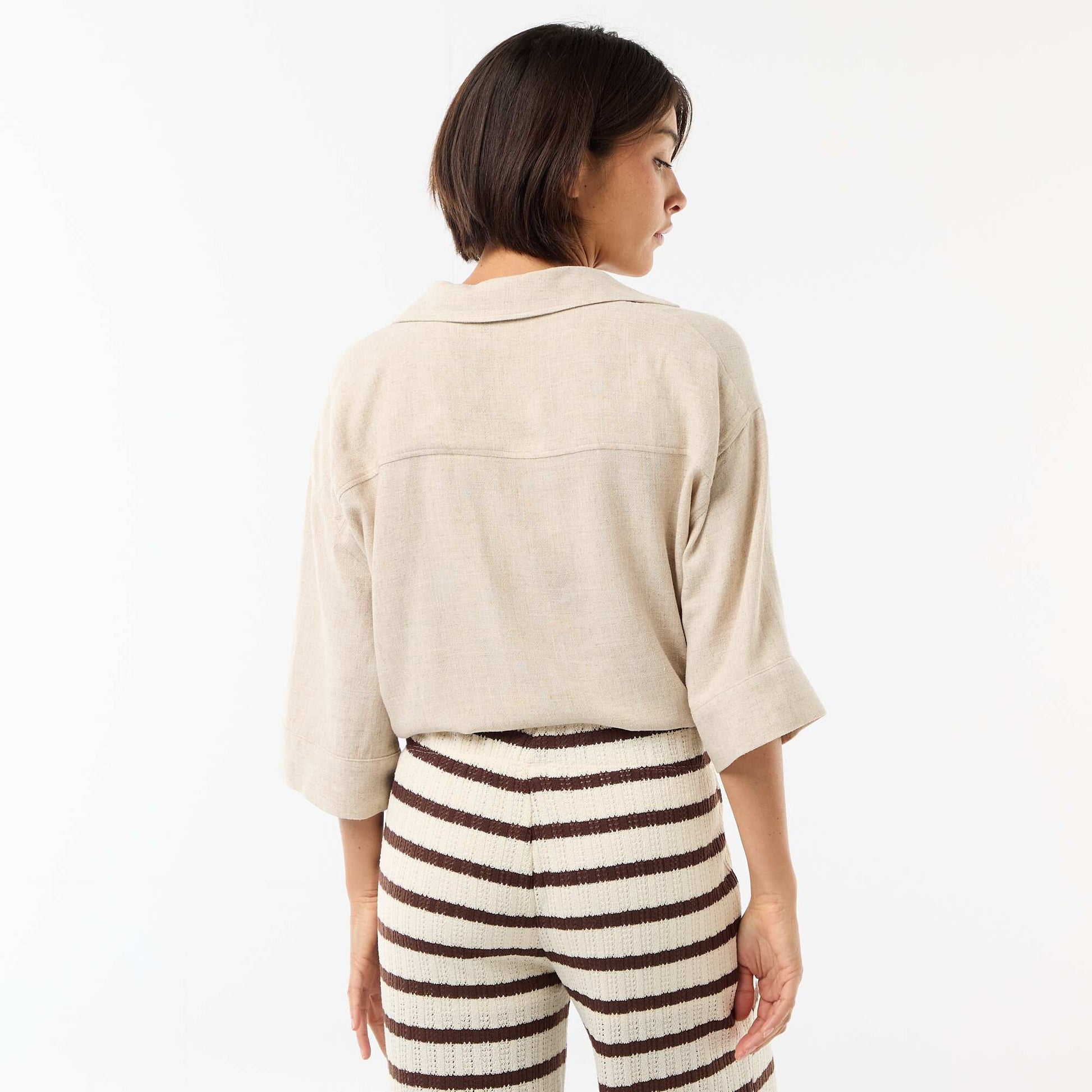 Chemise courte oversize nouée BEIGE