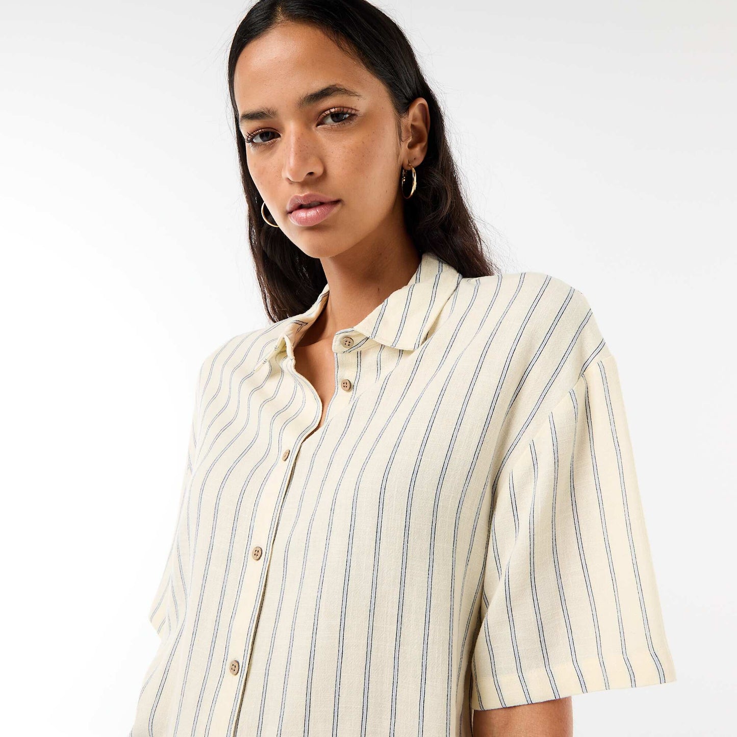 Chemise unie à manches courtes JAUNE