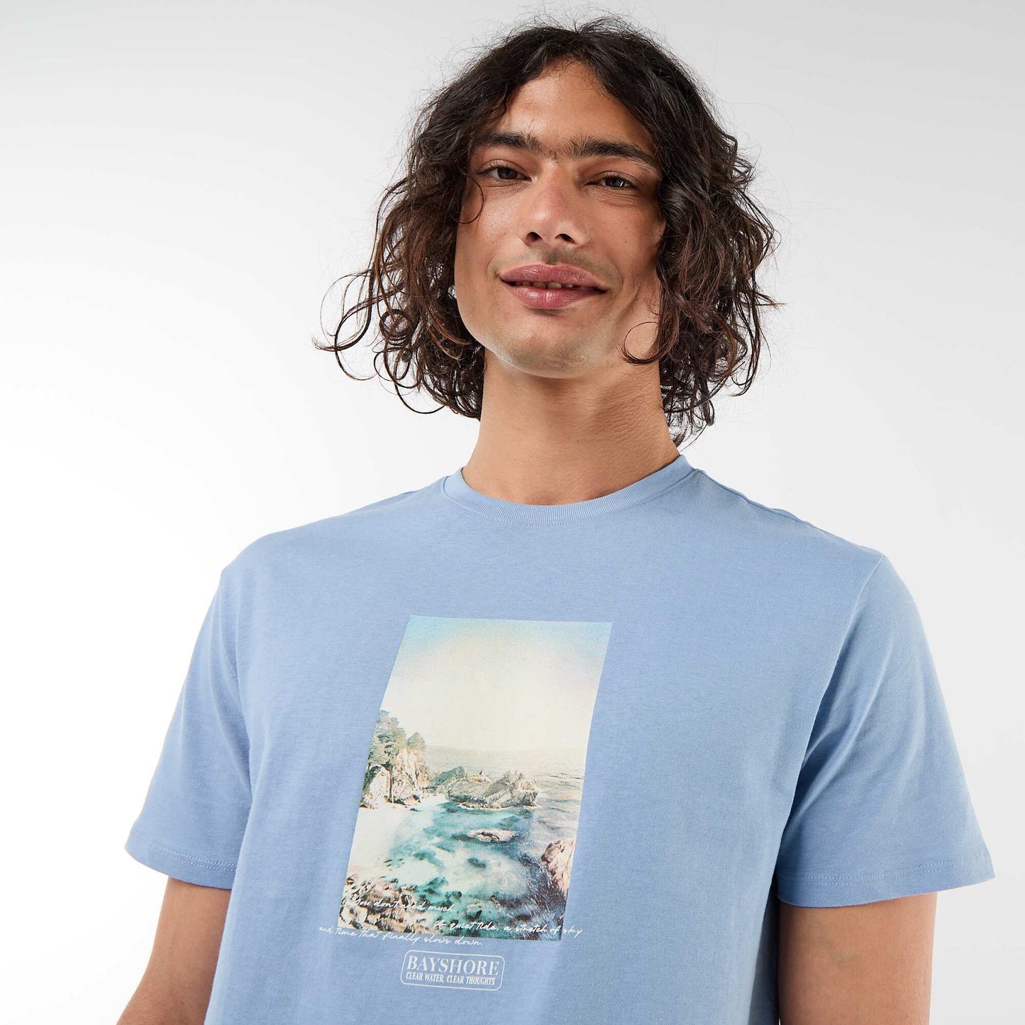 Tee-shirt imprimé recto/verso à manches courtes BLEU
