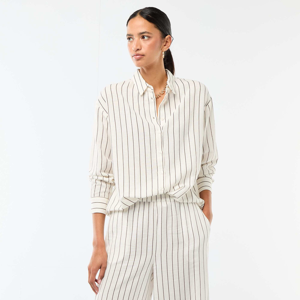 Chemise en lin mélangé BLANC
