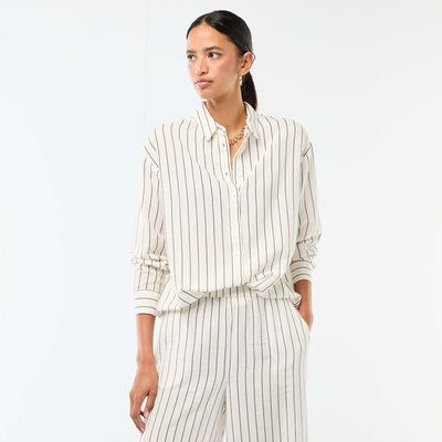 Chemise en lin mélangé BLANC