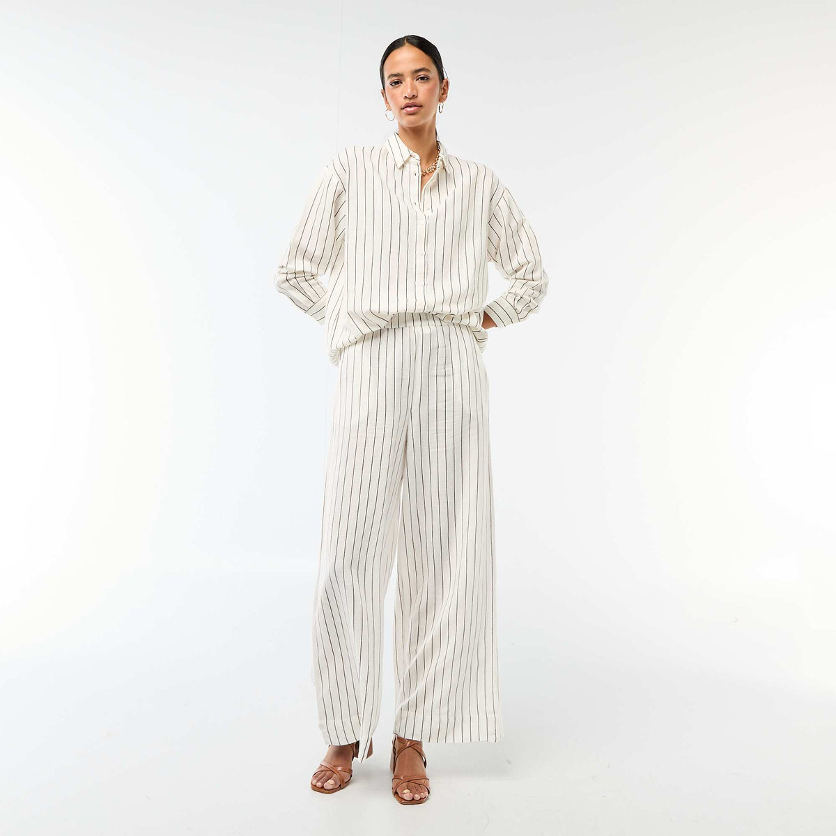 Chemise en lin mélangé BLANC