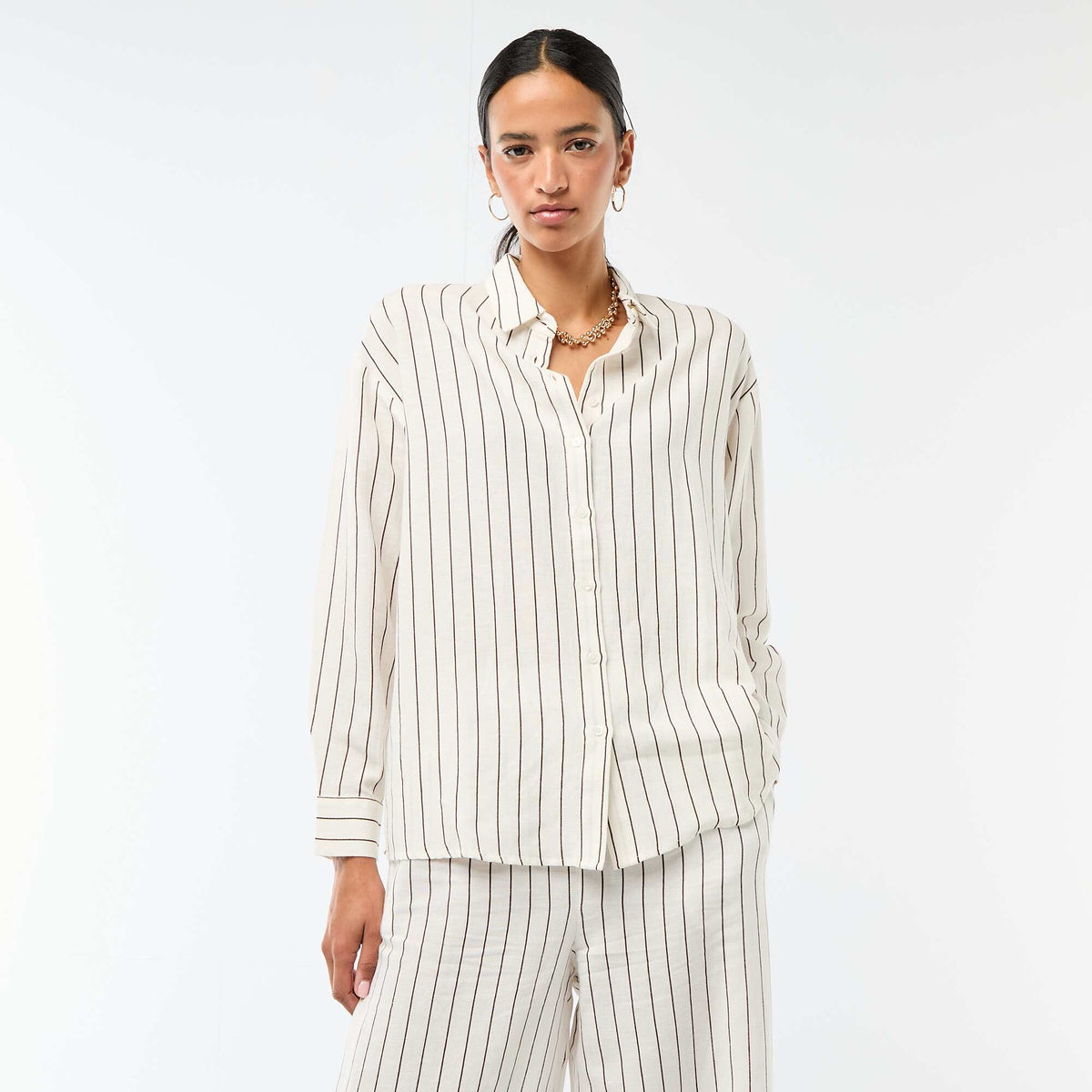 Chemise en lin mélangé BLANC