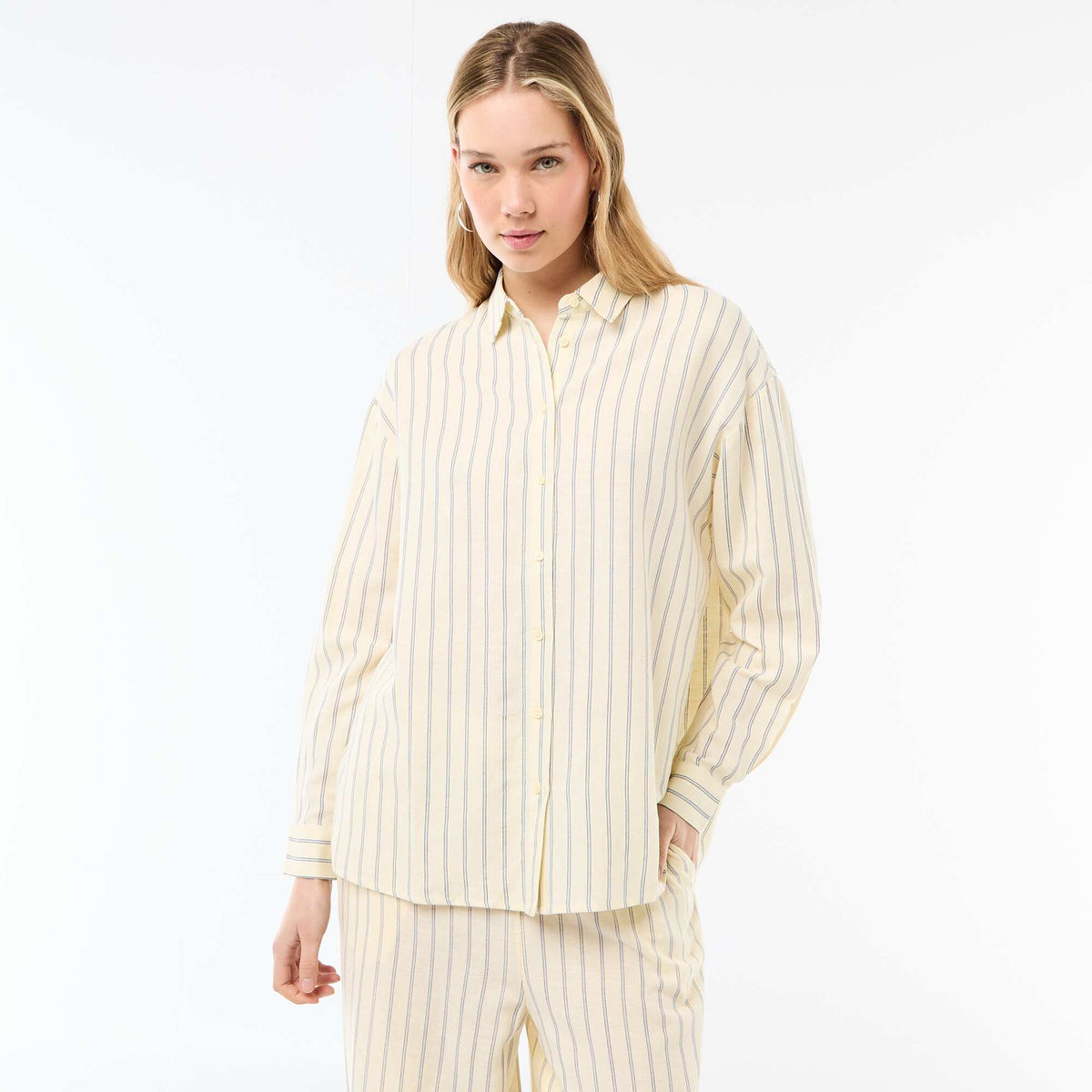 Chemise en lin mélangé JAUNE