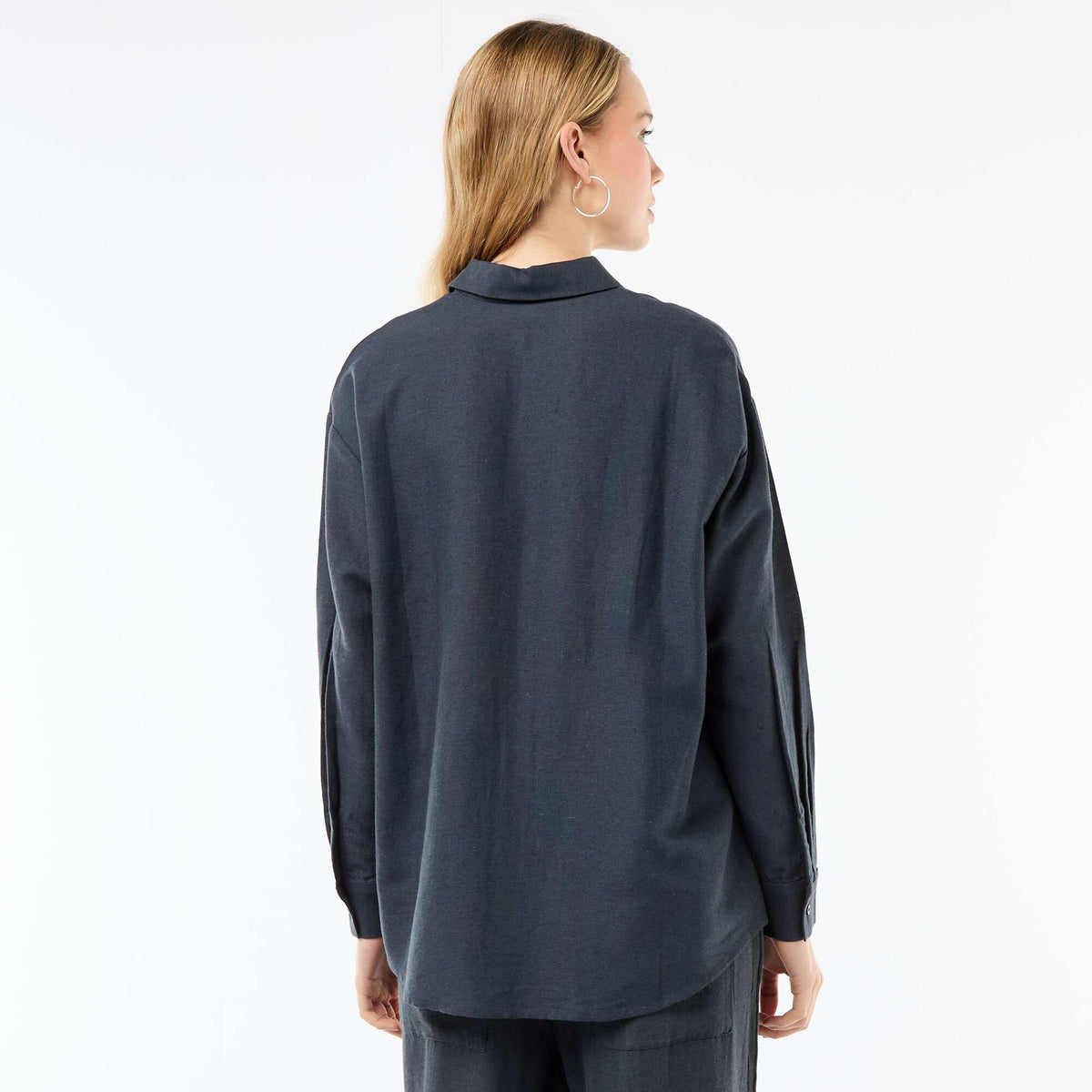 Chemise en lin mélangé BLEU