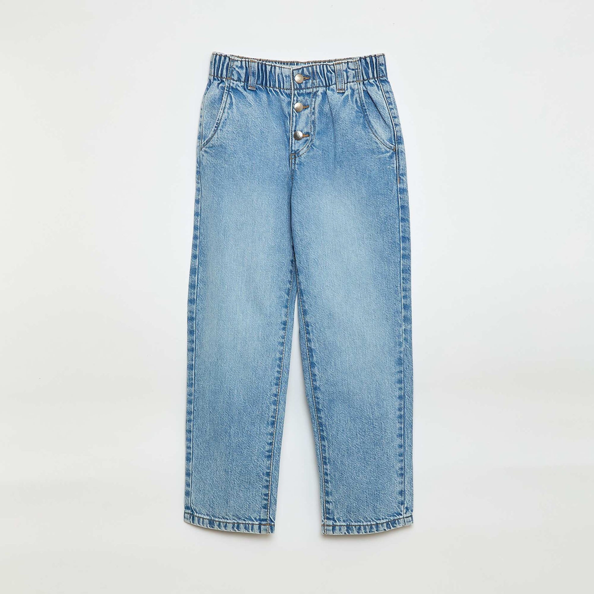 Jean mom avec poches en forme de cœur BLEU