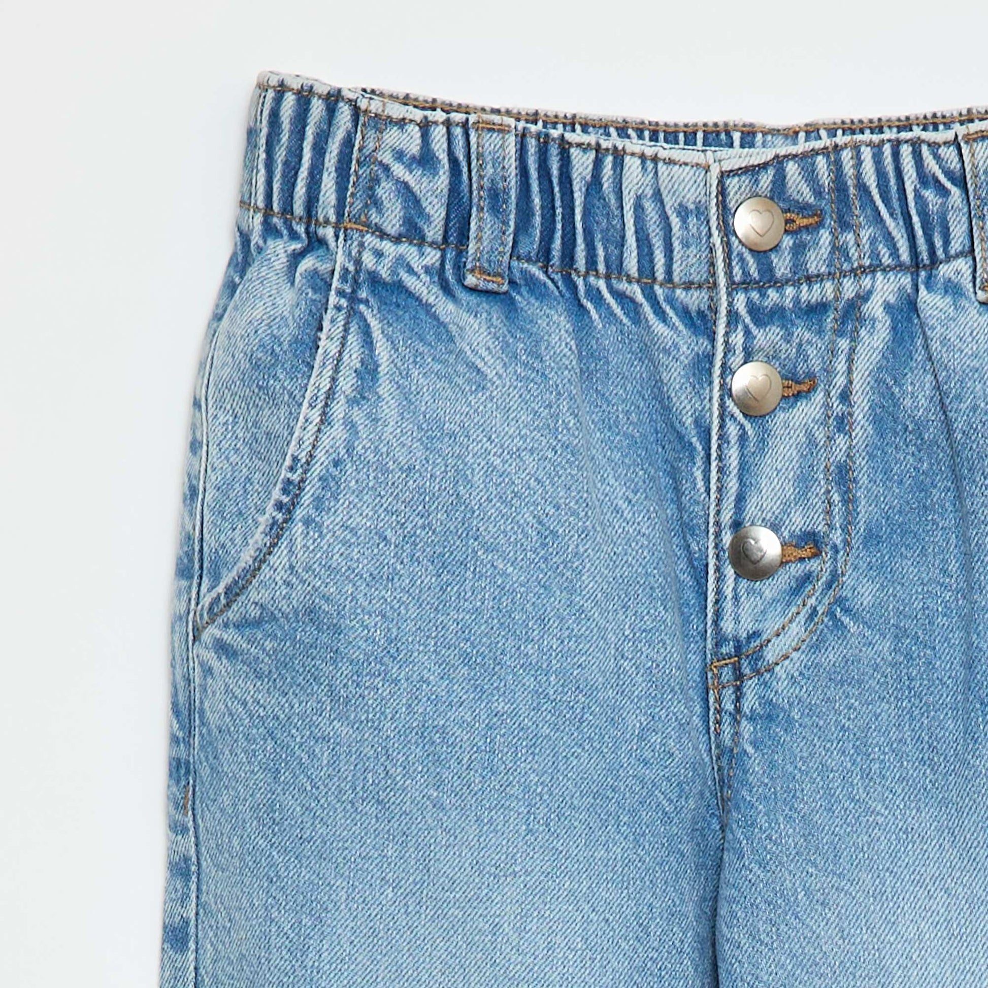 Jean mom avec poches en forme de cœur BLEU