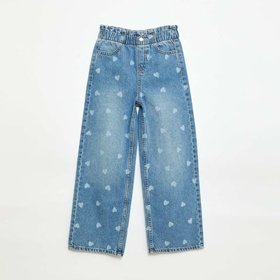 Jean wide leg imprimé fantaisie BLEU