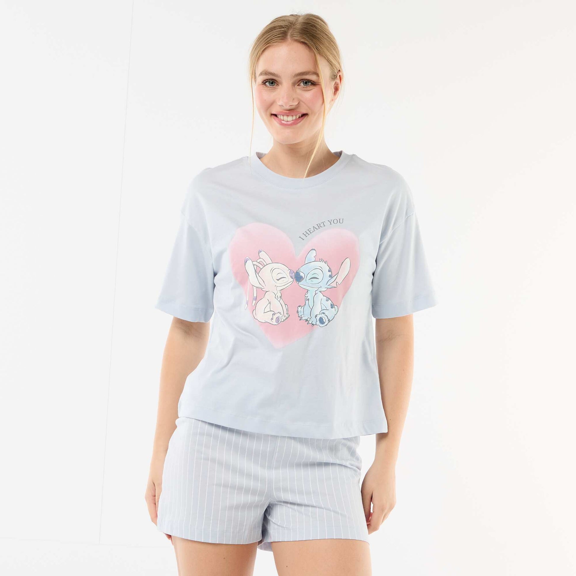 Pyjama short imprimé 'Stitch' - 2 pièces BLEU
