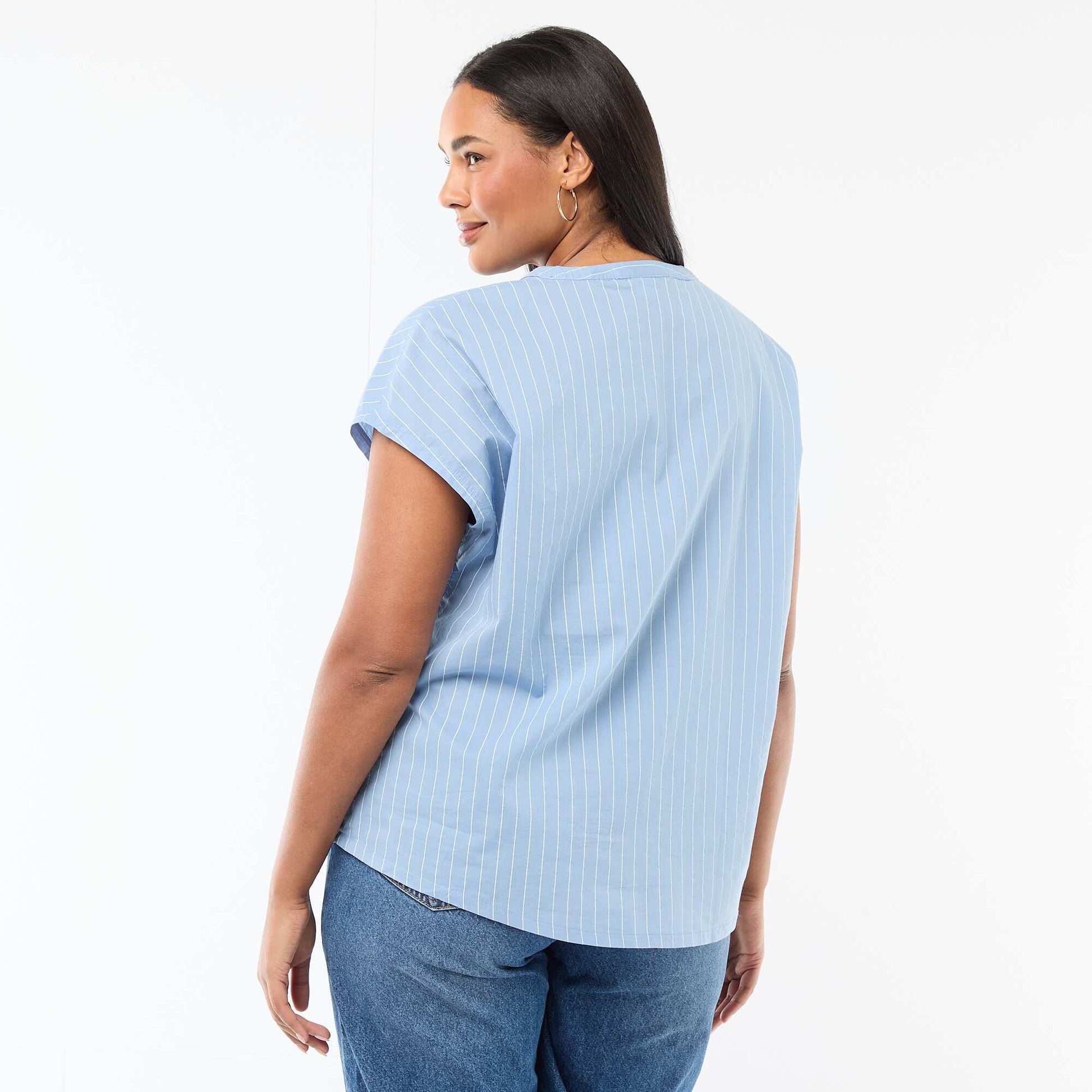 Blouse légère à manches courtes BLEU