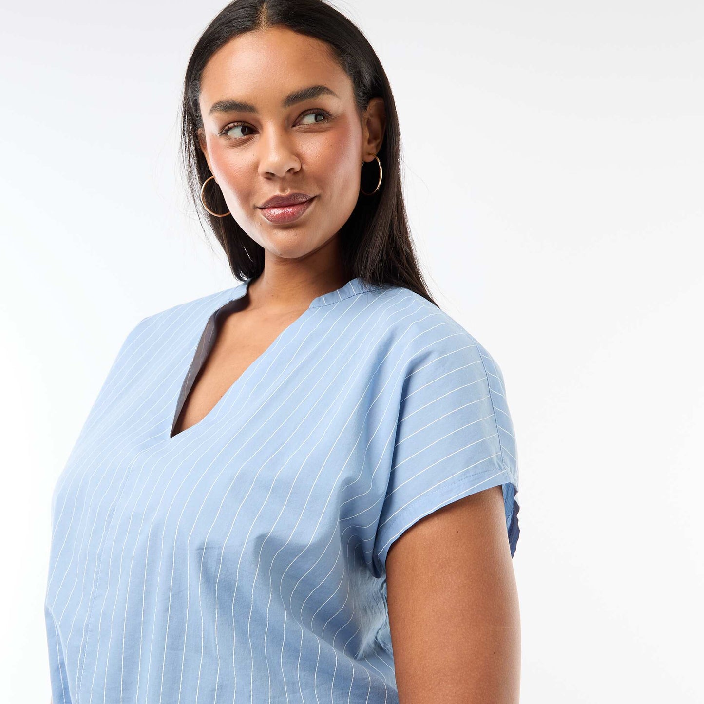 Blouse légère à manches courtes BLEU