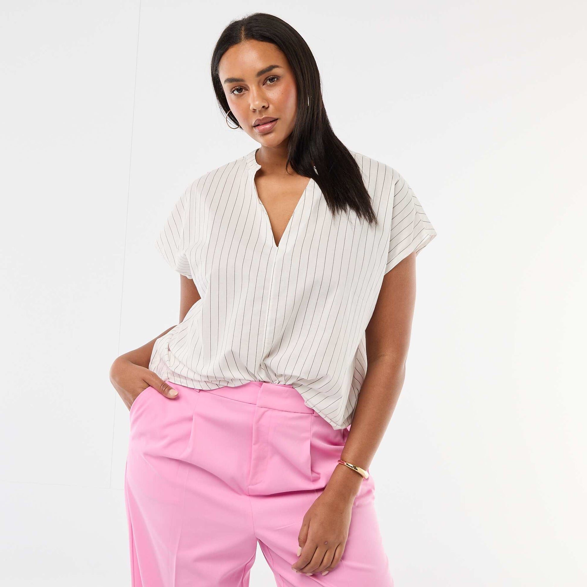 Blouse légère à manches courtes BLANC