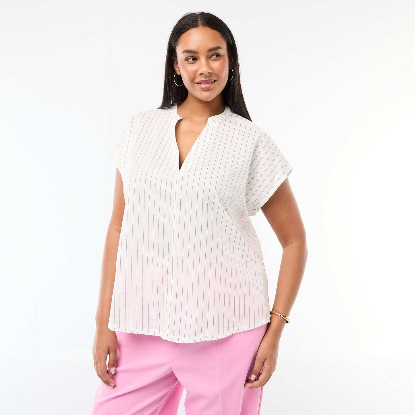 Blouse légère à manches courtes BLANC