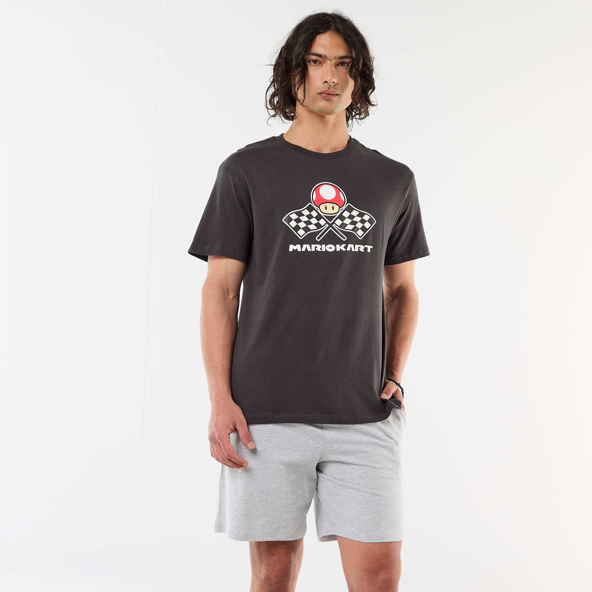 T-shirt en coton 'Nintendo' 'Mario kart' 'Toad' GRIS