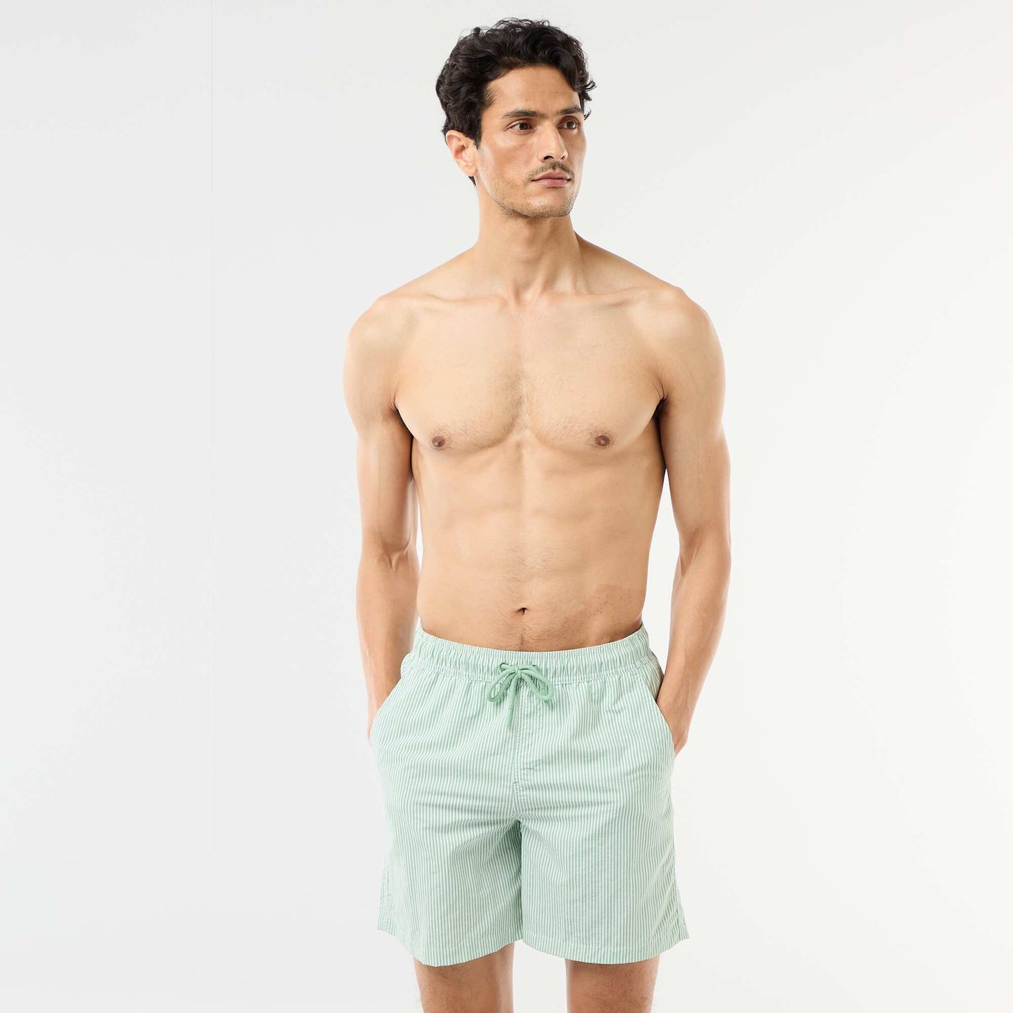 Short de bain rayé VERT