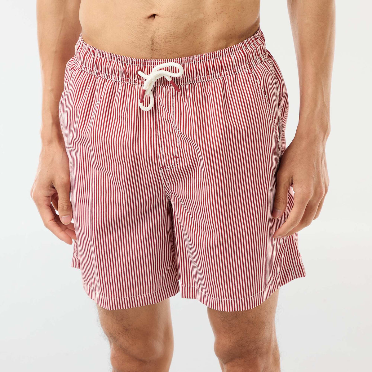 Short de bain rayé ROUGE
