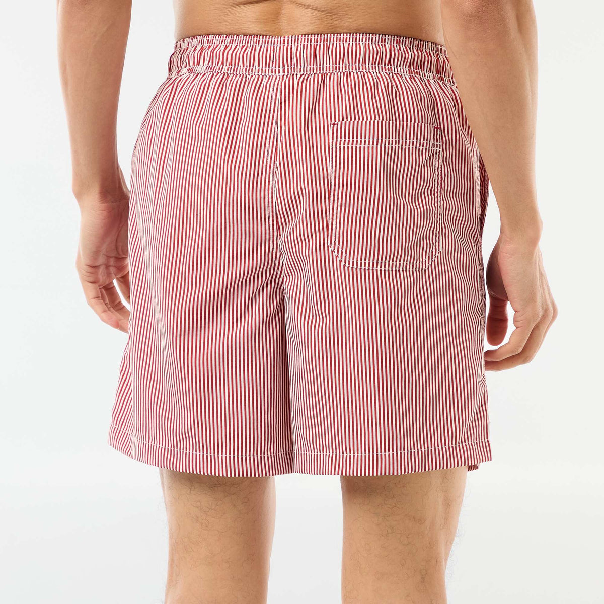 Short de bain rayé ROUGE