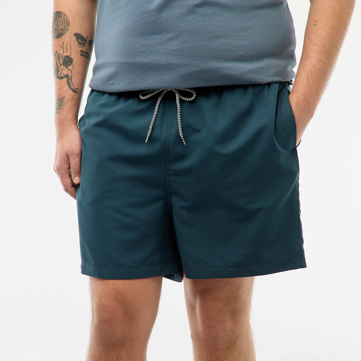 Short de bain uni BLEU