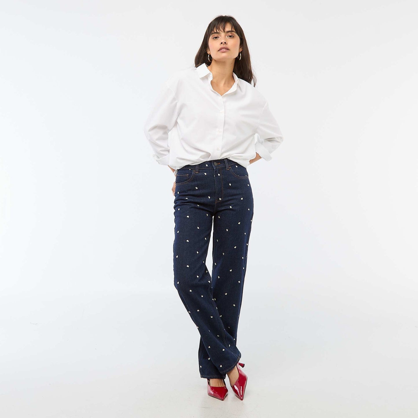 Jean regular brodé BLEU