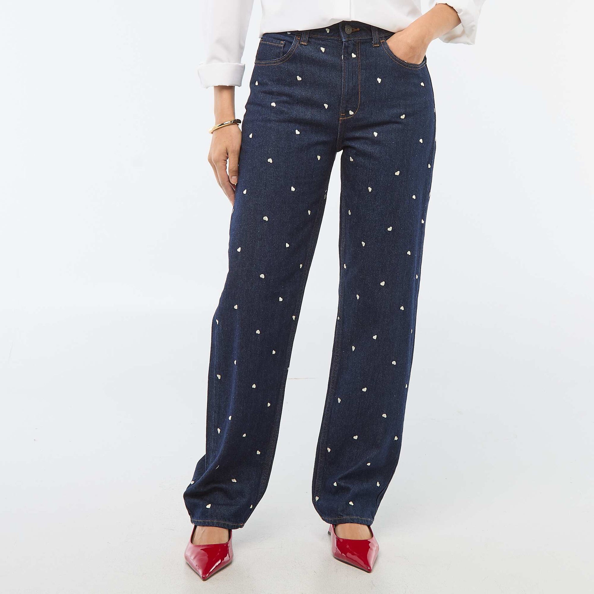 Jean regular brodé BLEU