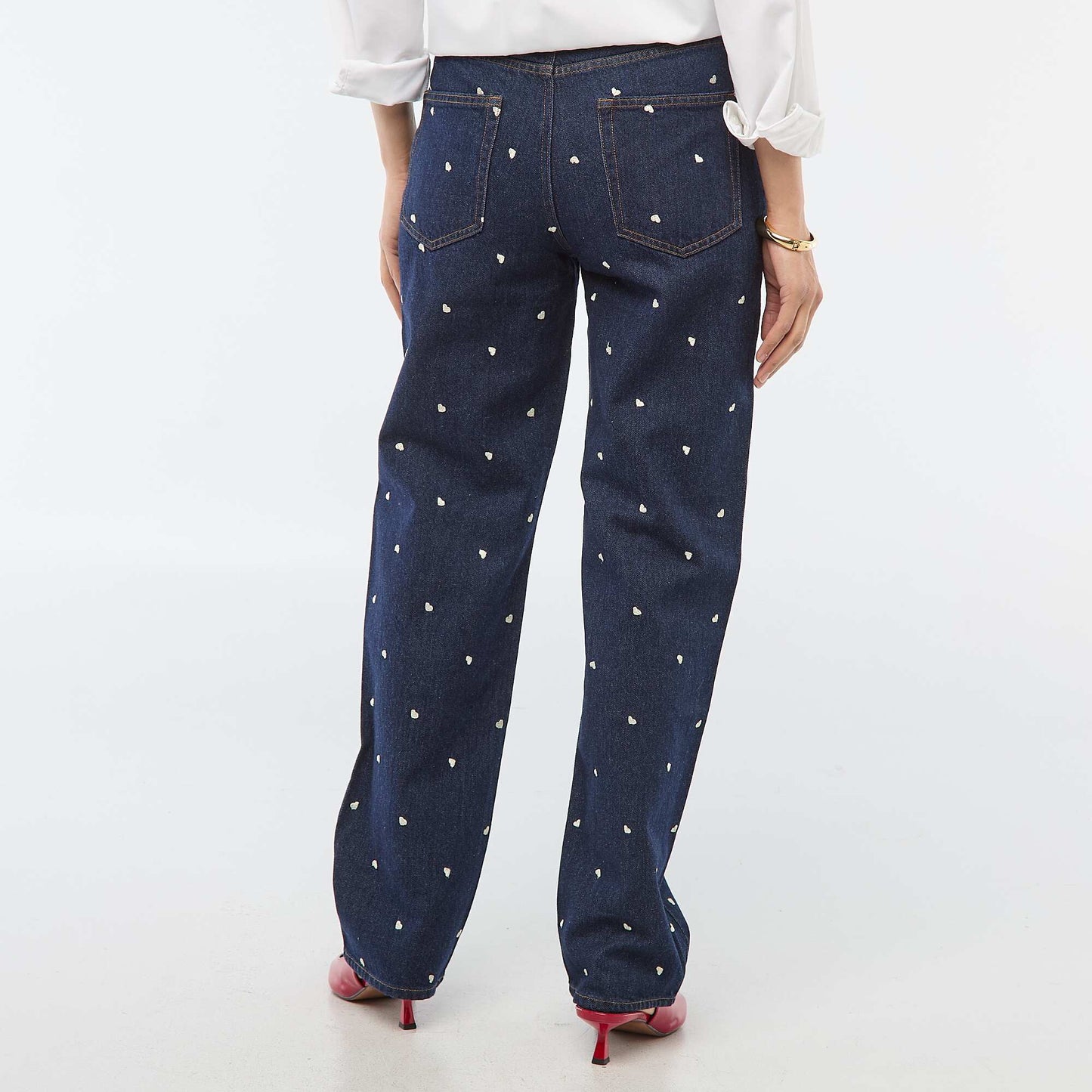 Jean regular brodé BLEU