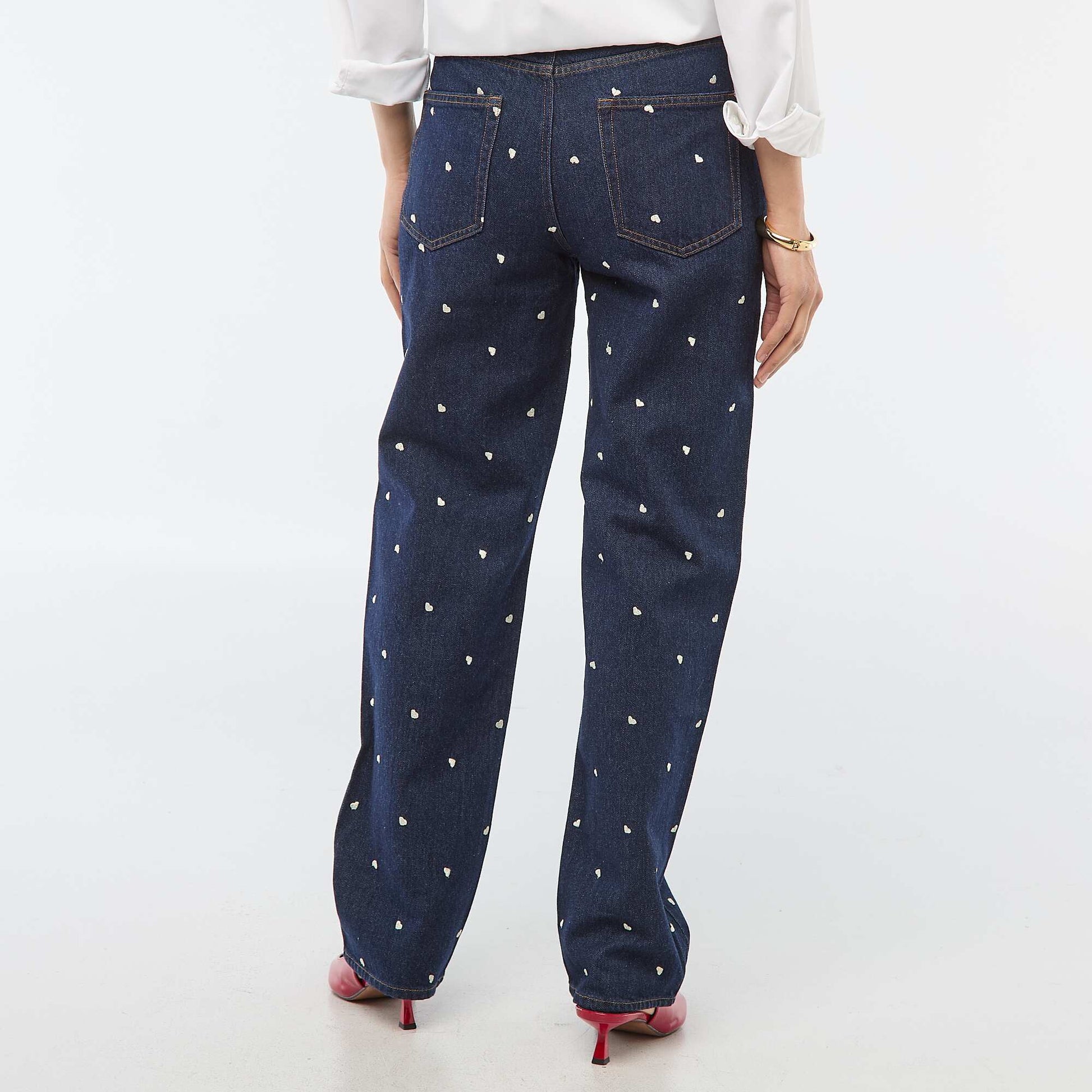 Jean regular brodé BLEU