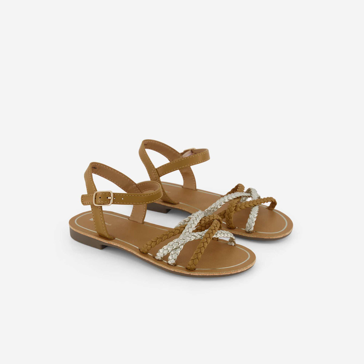 Sandales à multiples brides tressées MARRON