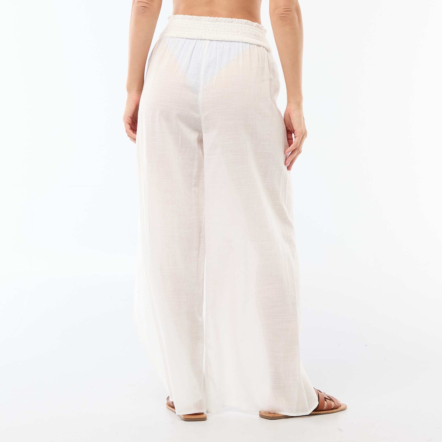 Pantalon de plage en viscose imprimée BLANC
